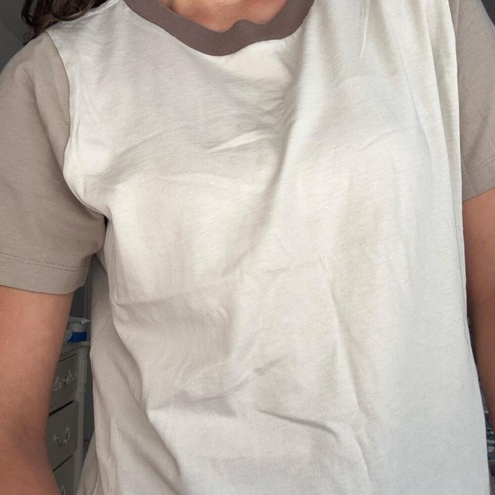 Cream and brown t shirt